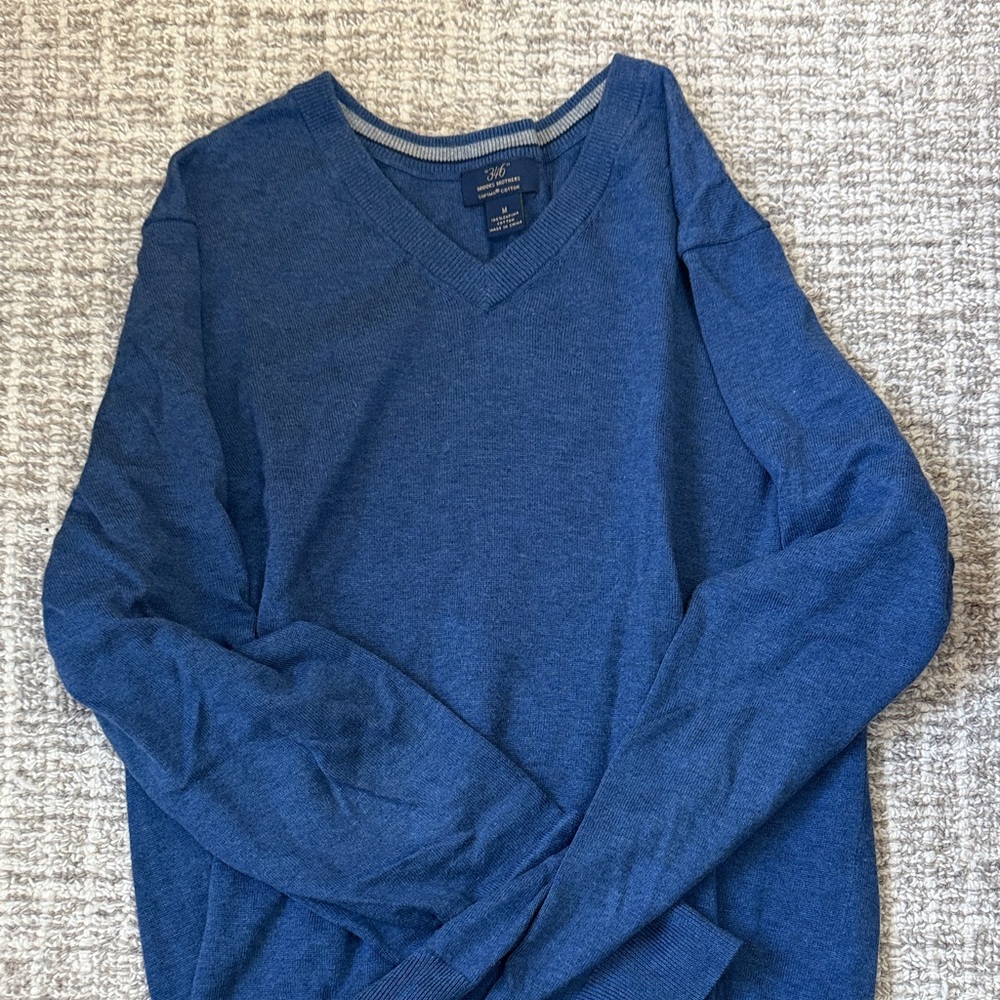 Blue Brooks Brothers V-Neck Sweater